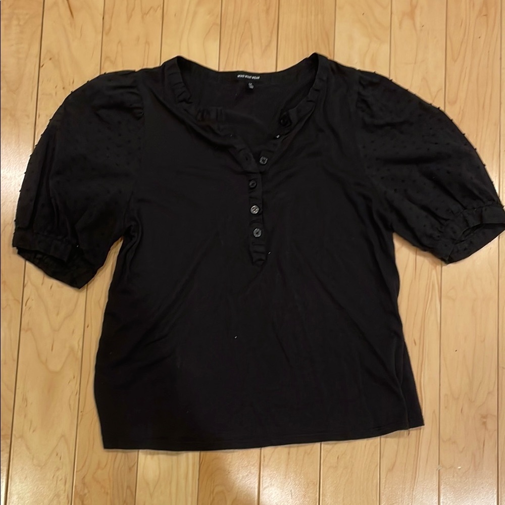 Black Button-Up Women's Top